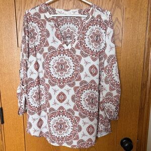 Maurices Cream and Brown Paisley Blouse